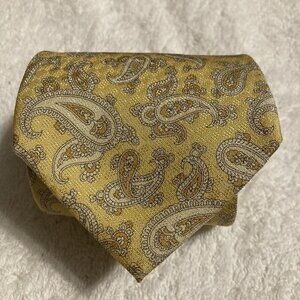 Today's Man Yellow Colored Paisley Men's Silk Neck Tie Made In  ITALY